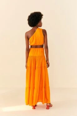Orange Asymmetrical Maxi Dress -Colorful Wear Store 306363 03