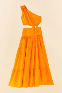 Orange Asymmetrical Maxi Dress -Colorful Wear Store 306363 06