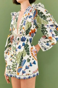 Farm Rio White Summer Garden Romper 8 Farm Rio White Summer Garden Romper -Colorful Wear Store 306382 03