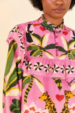Farm Rio Pink Leopard Forest Blouse -Colorful Wear Store 306648 03