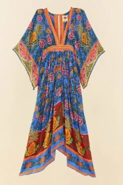 Farm Rio Blue Pineapple Garden Kaftan Maxi Dress -Colorful Wear Store 306652 05
