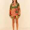 Farm Rio Orange Blooming GardenSweatshorts