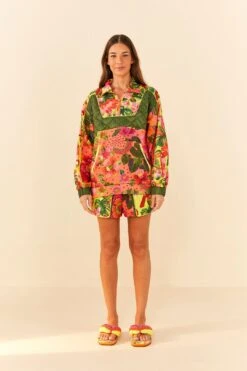 Farm Rio Orange Blooming GardenSweatshorts