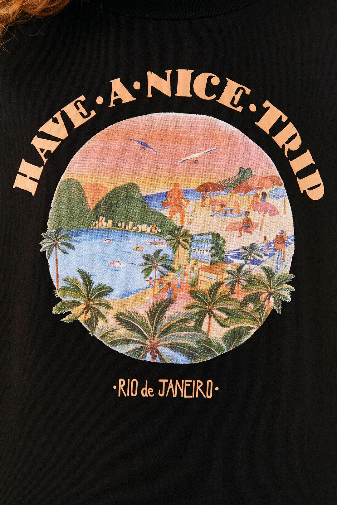 Farm Rio Black Have A Nice Trip Organic Cotton T-Shirt 4 Farm Rio Black Have A Nice Trip Organic Cotton T-Shirt - Image 4