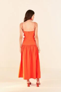 Farm Rio Orange Cut Out Midi Dress -Colorful Wear Store 306742 04 1