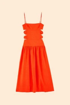 Farm Rio Orange Cut Out Midi Dress -Colorful Wear Store 306742 06 2