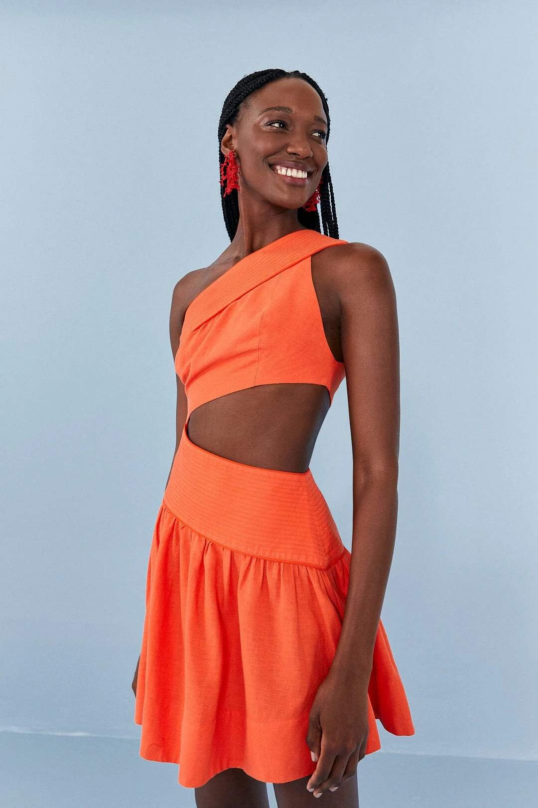 Farm Rio Orange One Shoulder Mini Dress 1 Farm Rio Orange One Shoulder Mini Dress