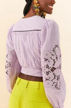 Farm Rio Lilac Lace Blouse -Colorful Wear Store 306897 03
