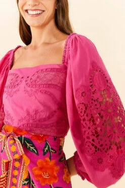 Farm Rio Pink Lace Blouse 8 Farm Rio Pink Lace Blouse -Colorful Wear Store 306900 03