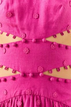 Farm Rio Pink 3D Flower Midi Dress -Colorful Wear Store 306917 05