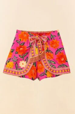 Farm Rio Pink Flower Tapestry Shorts -Colorful Wear Store 306990 06