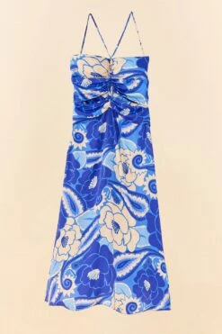 Farm Rio Blue Tropical Groove Lenzing™ Ecovero™ Viscose Midi Dress -Colorful Wear Store 306997 06