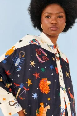 Farm Rio Zodiac Lenzing™ Ecovero™ Viscose Shirtdress -Colorful Wear Store 307012 03