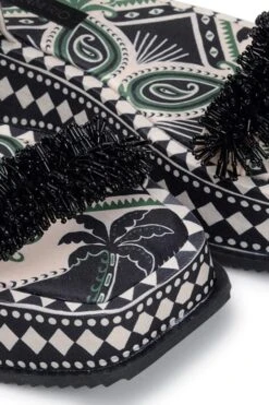 Farm Rio Black Shiny Platform Sandal -Colorful Wear Store 307585 02