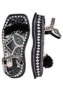 Farm Rio Black Shiny Platform Sandal -Colorful Wear Store 307585 04