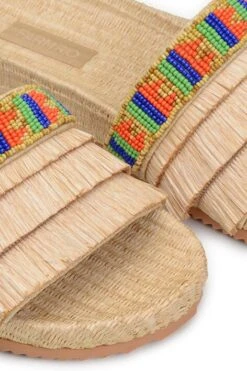 Farm Rio Caramel Beaded Fringe Sandal -Colorful Wear Store 307604 02