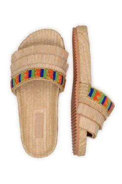 Farm Rio Caramel Beaded Fringe Sandal -Colorful Wear Store 307604 04