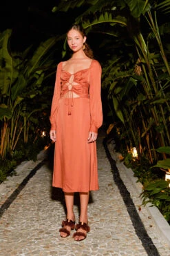 Farm Rio Caramel Cut Out Maxi Dress 8 Farm Rio Caramel Cut Out Maxi Dress -Colorful Wear Store 308183 04