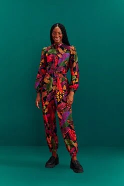 Farm Rio Leopard Mushroom French Terry Jumpsuit -Colorful Wear Store 308221 02