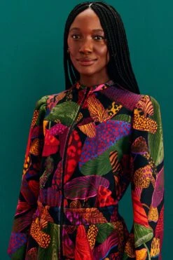 Farm Rio Leopard Mushroom French Terry Jumpsuit -Colorful Wear Store 308221 03