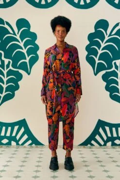 Farm Rio Leopard Mushroom Lenzing™ Ecovero™ Viscose Shirtdress