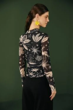 Black & White Cerrado Sky Tulle Blouse 7 Black & White Cerrado Sky Tulle Blouse -Colorful Wear Store 308525 03