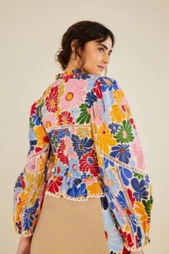 Farm Rio Sand Sunny Daisies Blouse -Colorful Wear Store 309082 05