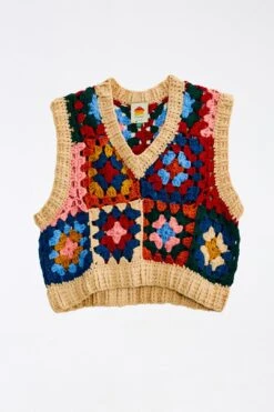 Farm Rio Multicolor Patchwork Crochet Vest -Colorful Wear Store 309108 05