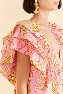 Farm Rio Pink Mixed Lobsters Organic Cotton Mini Dress -Colorful Wear Store 309152 03