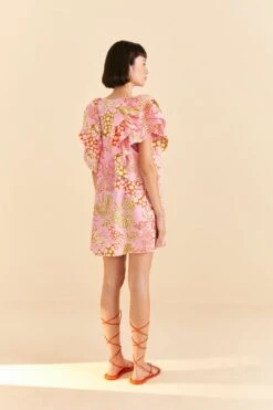 Farm Rio Pink Mixed Lobsters Organic Cotton Mini Dress -Colorful Wear Store 309152 04