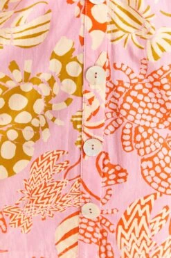 Farm Rio Pink Mixed Lobsters Organic Cotton Mini Dress -Colorful Wear Store 309152 05