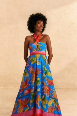 Farm Rio Blue Painted Birds Maxi Dress 6 Farm Rio Blue Painted Birds Maxi Dress -Colorful Wear Store 309153 02