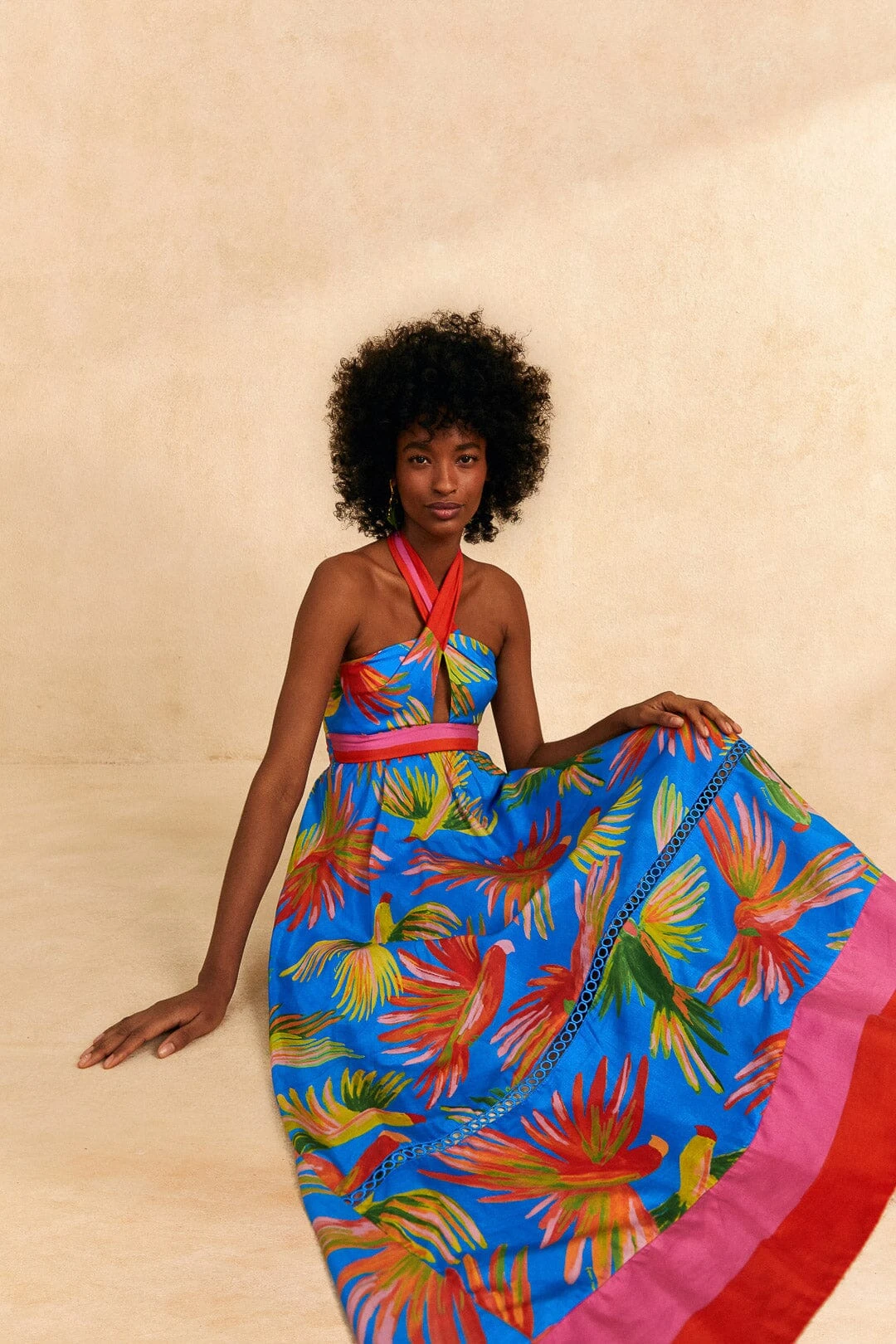 Farm Rio Blue Painted Birds Maxi Dress 3 Farm Rio Blue Painted Birds Maxi Dress - Image 3