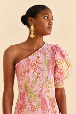 Farm Rio Pink Mixed Lobsters Midi Dress -Colorful Wear Store 309155 05