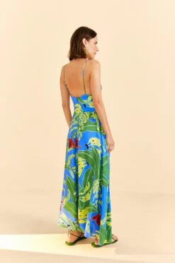 Farm Rio Blue Banana Leaves Sleeveless Maxi Dress -Colorful Wear Store 309156 04