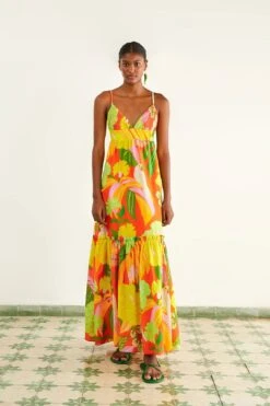 Farm Rio Red Neon Floral Maxi Dress 9 Farm Rio Red Neon Floral Maxi Dress -Colorful Wear Store 309157 03