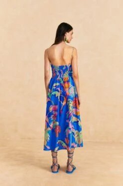 Farm Rio Blue Painted Jungle Midi Dress -Colorful Wear Store 309160 04