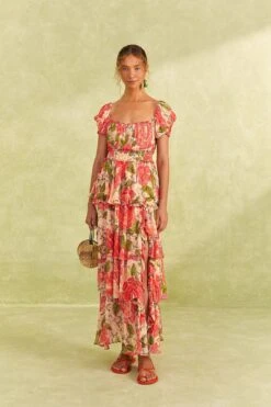 Farm Rio Pink Blooming Floral Maxi Dress