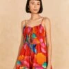 Farm Rio Red Ombre Chita Organic Cotton Romper