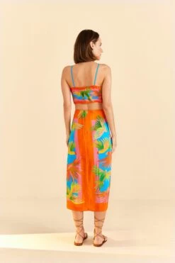 Farm Rio Painted Birds Scarf Midi Skirt -Colorful Wear Store 309168 04