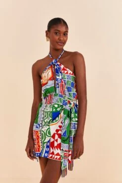 Farm Rio Off-White Pitta Colors Mini Dress