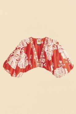 Farm Rio Red Lace Monsteras Crop Top -Colorful Wear Store 309178 06