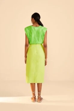 Farm Rio Lime Leaf Midi Skirt -Colorful Wear Store 309179 03