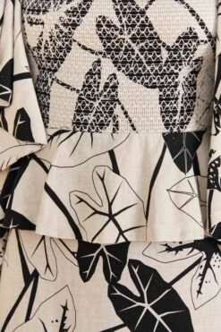 Farm Rio Off-White Graphic Leaves Midi Dress 9 Farm Rio Off-White Graphic Leaves Midi Dress -Colorful Wear Store 309181 05