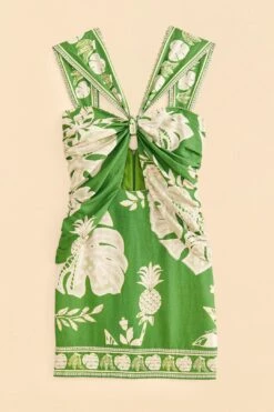 Farm Rio Green Lace Monsteras Mini Dress -Colorful Wear Store 309182 06