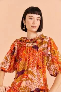Farm Rio Beige Jungle Panther Blouse