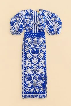 Farm Rio Navy Blue Jungle Scarf Midi Dress -Colorful Wear Store 309189 07