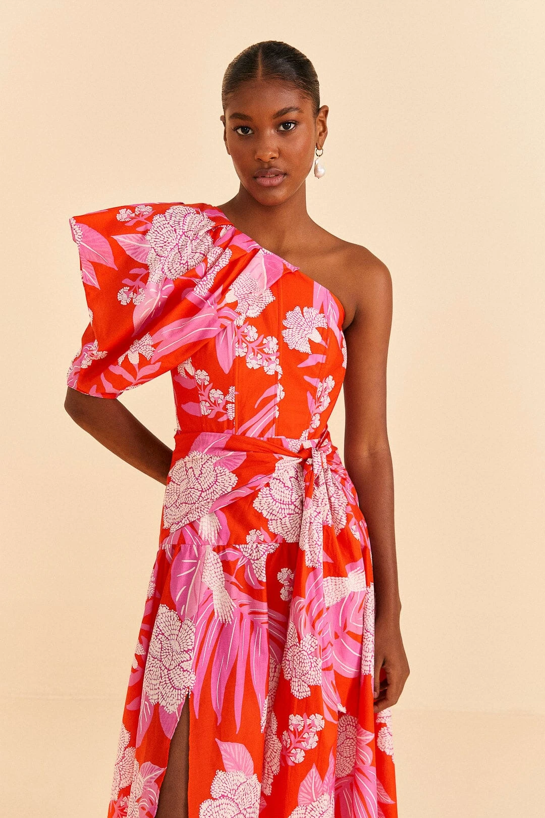 Farm Rio Red Dewdrop Floral Midi Dress 2 Farm Rio Red Dewdrop Floral Midi Dress - Image 2