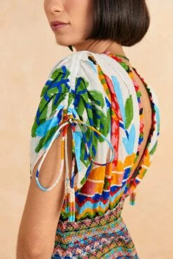 Farm Rio Colorful Forest V Neck Mini Dress -Colorful Wear Store 309198 03