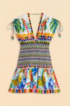 Farm Rio Colorful Forest V Neck Mini Dress -Colorful Wear Store 309198 06